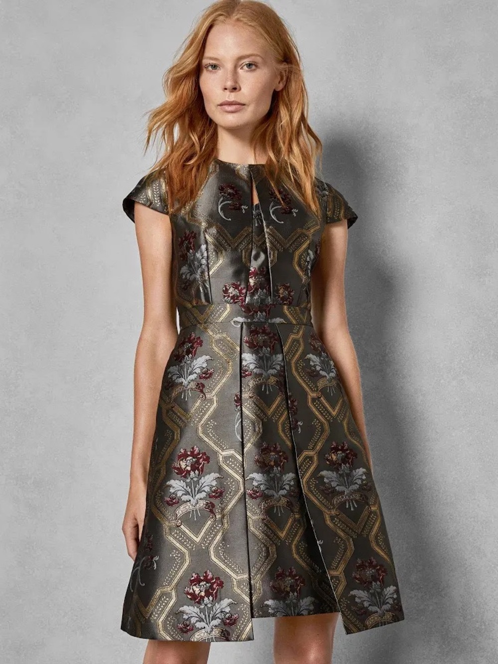 Ted Baker London Ice Palace Elegant Metallic Skater Dress